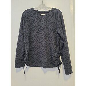 Pact Shirt Women Gray Black Zebra Cinch Pullover Long Sleeve Organic XL